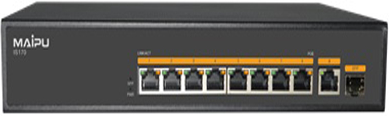 Switch Maipu IS170-10TP-AC 8-Ports Base-T PoE+, 1-Ports SFP, 1-Ports 100/1000 Base-T, Unmanaged